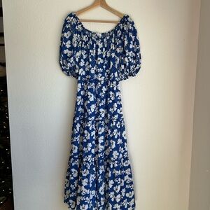Floral Blue and White Women's Maxi Dress